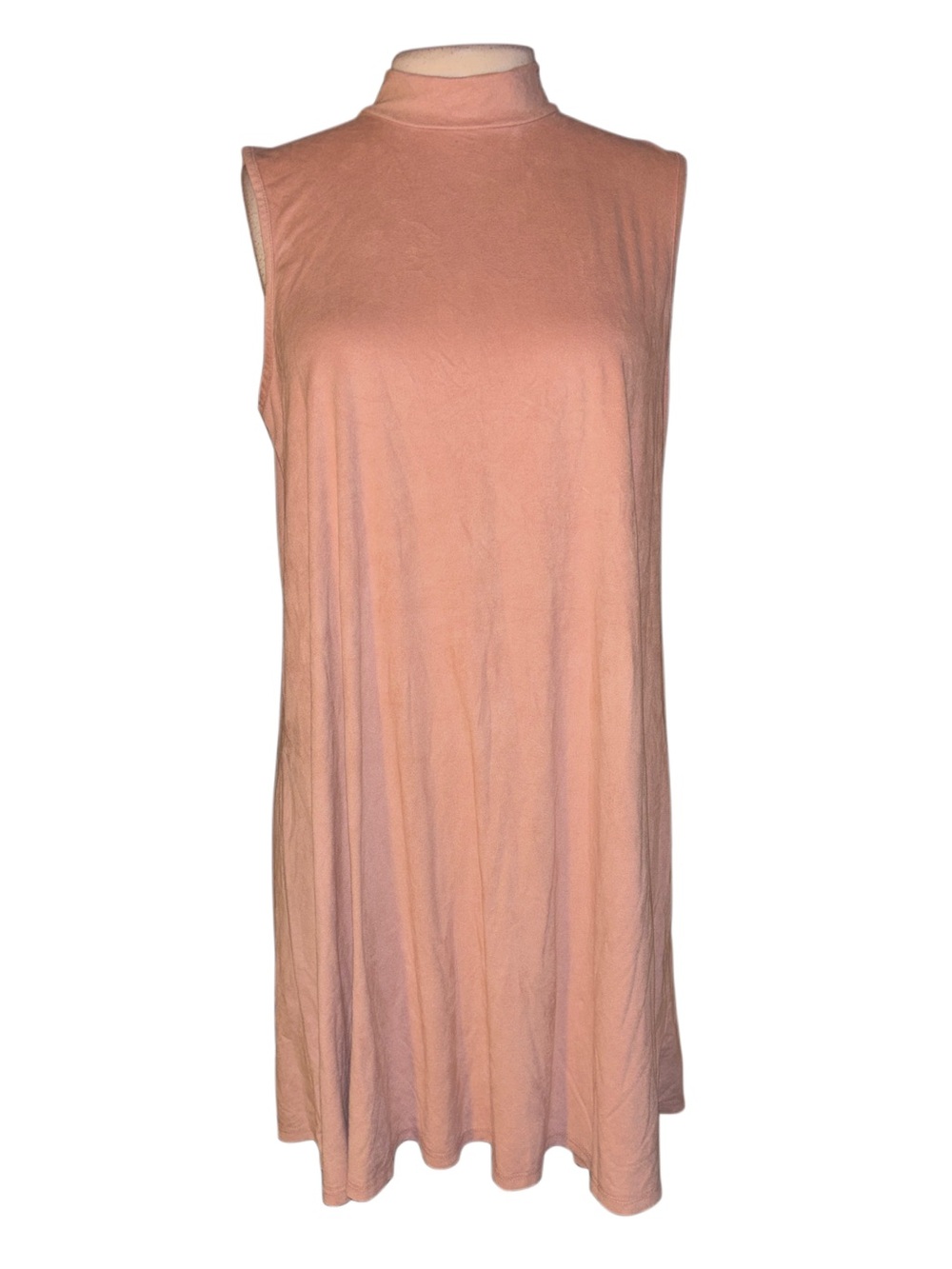 Sleeveless Mock Neck Swing Dress - Peach Pink